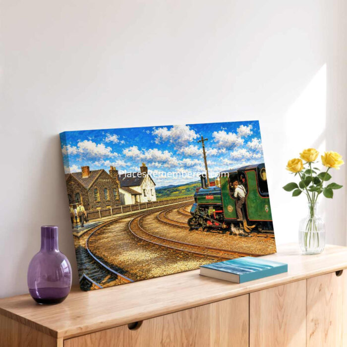 Ffestiniog Railway Harbour Station, Porthmadog, Wales 1970s - Canvas Print Ffestiniog Railway Harbour Station, Porthmadog, Wales 1970s - Canvas Print